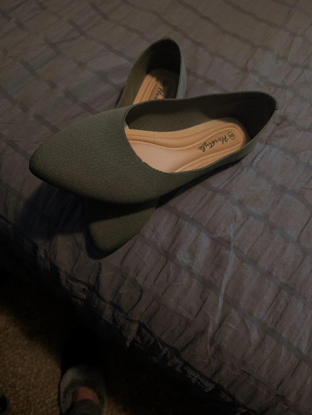 Rothy's Inspired Olive Green Women's Pointed-Toe Flats - Picture 1 of 1